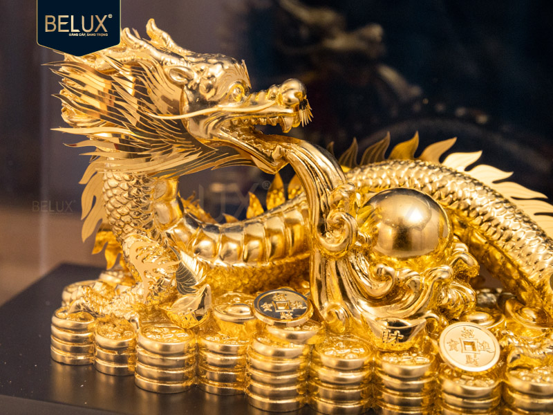 Tượng Rồng Vàng Tài Lộc dát vàng 24k - Linh vật chiêu tài, kích hoạt may mắn và thịnh vượng&nbsp;